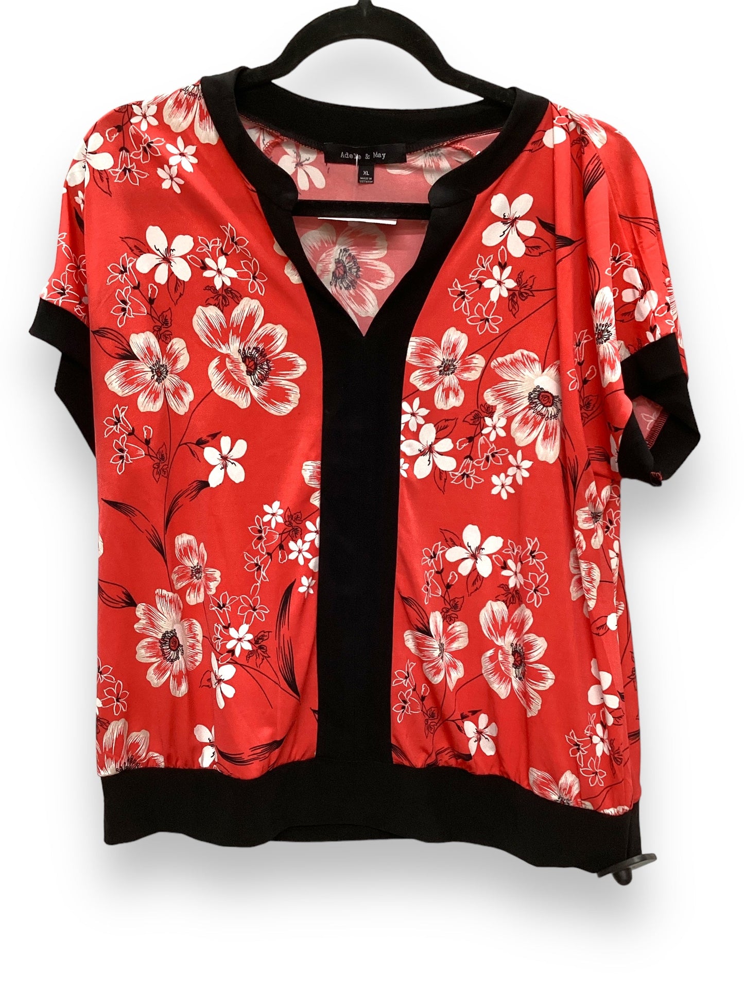 Floral Print Top Short Sleeve Cme, Size Xl