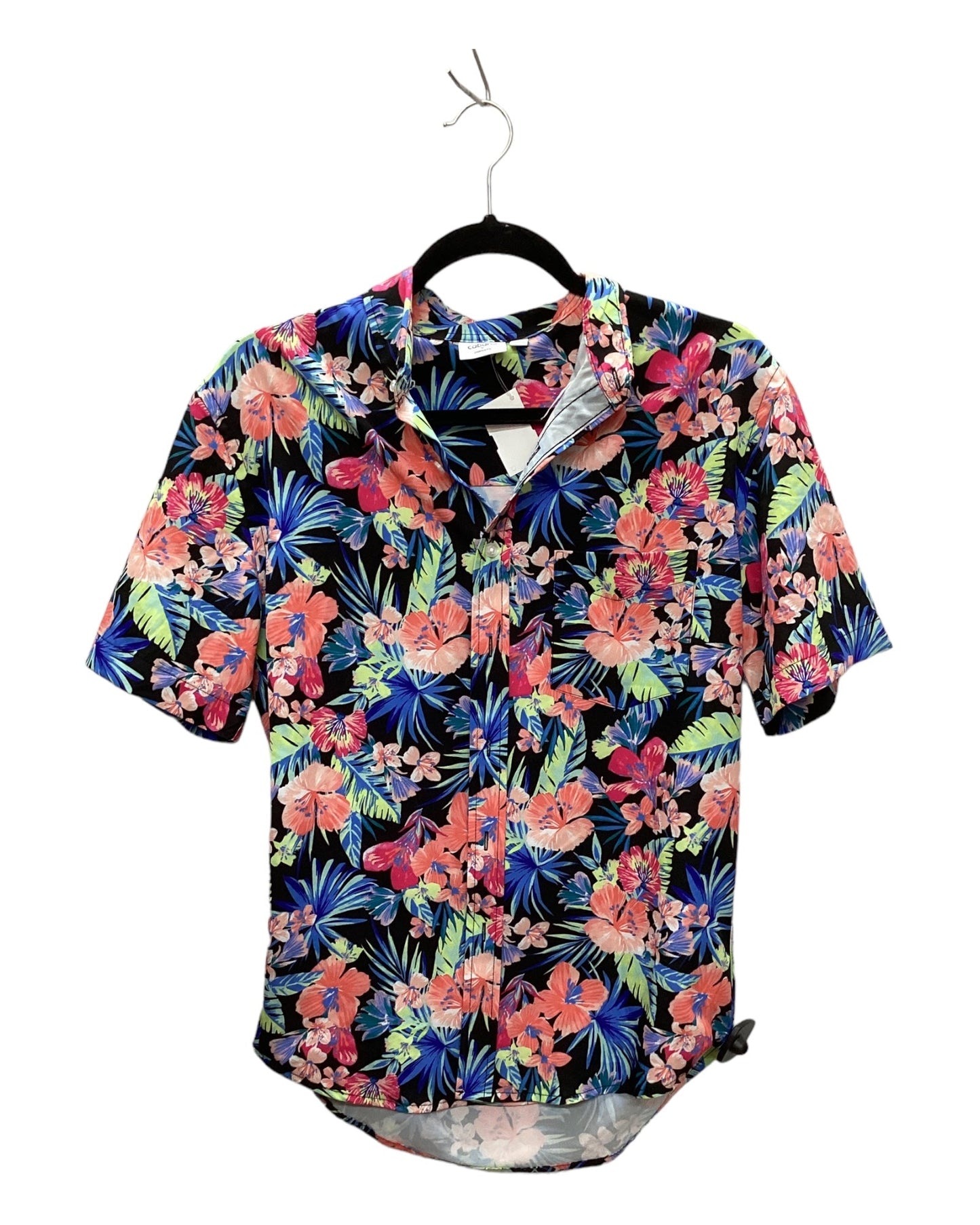 Tropical Print Top Short Sleeve Crown And Ivy, Size S