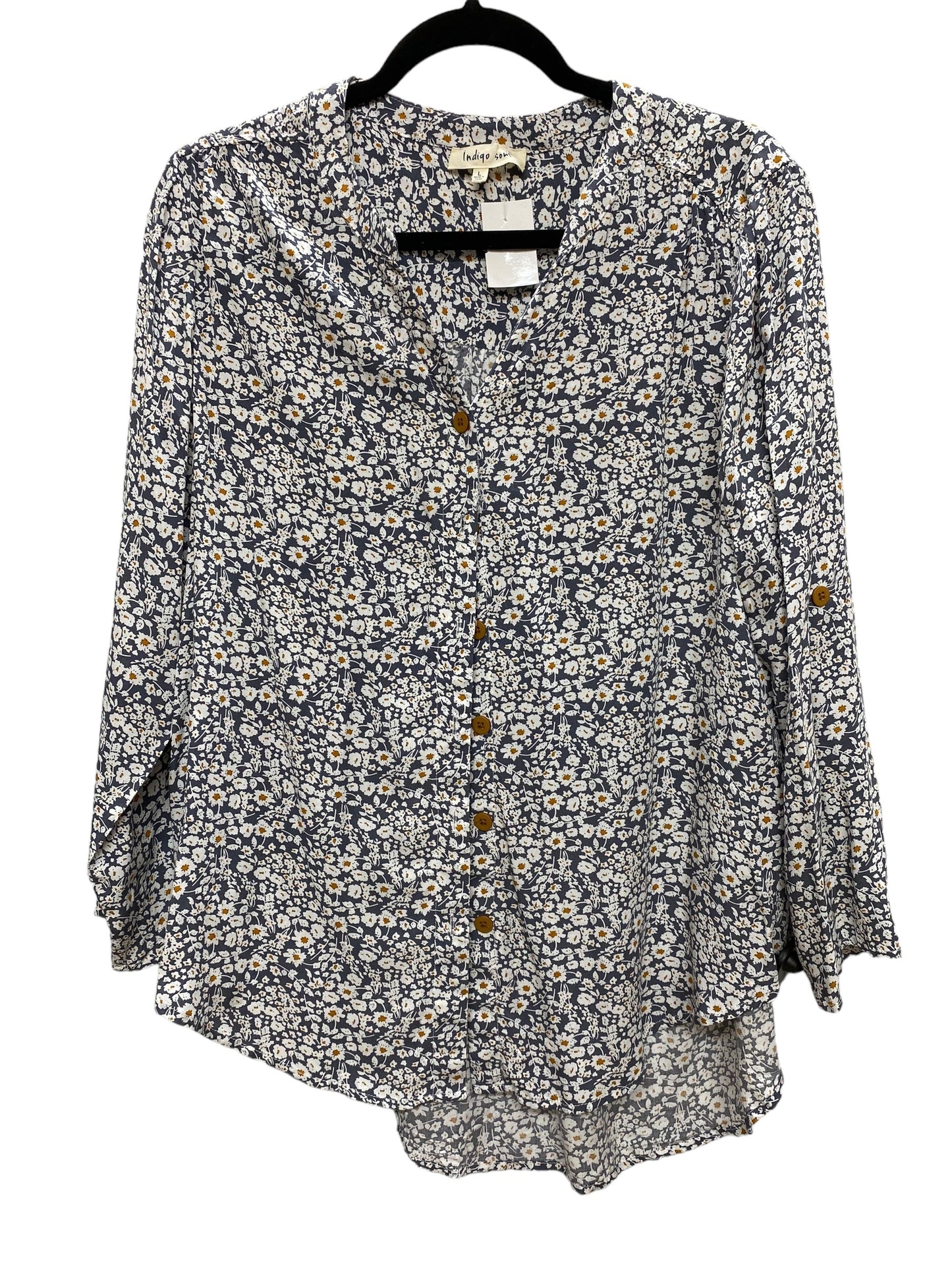 Top Long Sleeve By Indigo Soul In Floral Print, Size: L