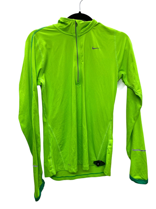 Athletic Top Long Sleeve Collar By Nike Apparel In Green, Size: S