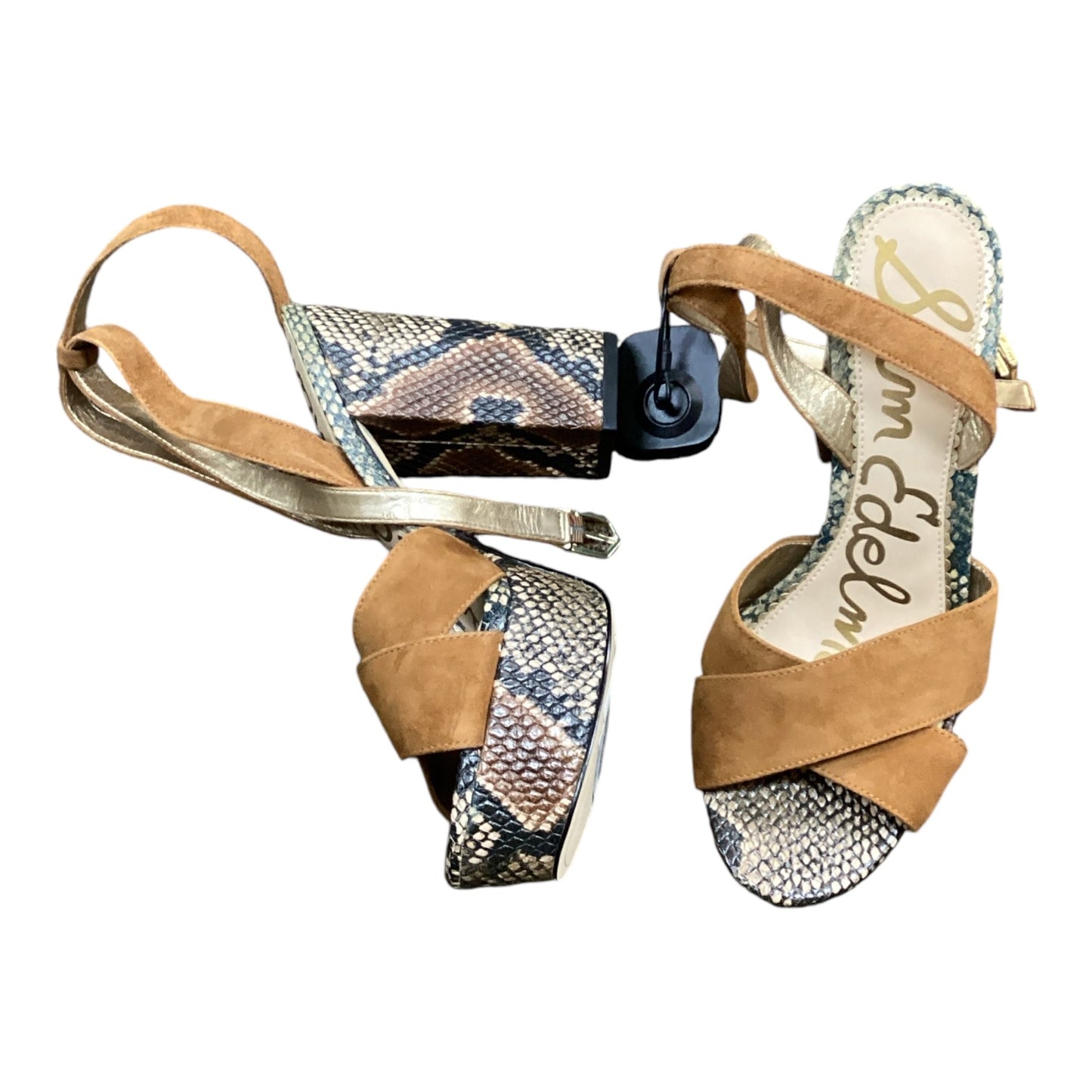 Sandals Heels Block By Sam Edelman In Snakeskin Print, Size: 7.5