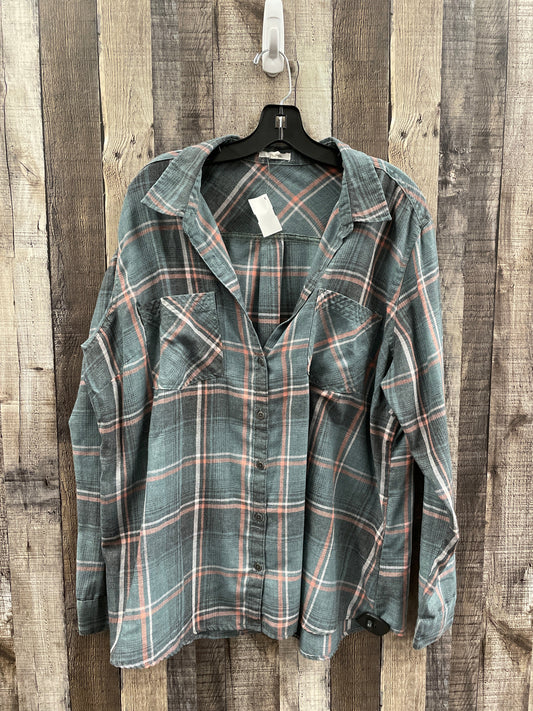 Top Long Sleeve By Maurices In Plaid Pattern, Size: 2x