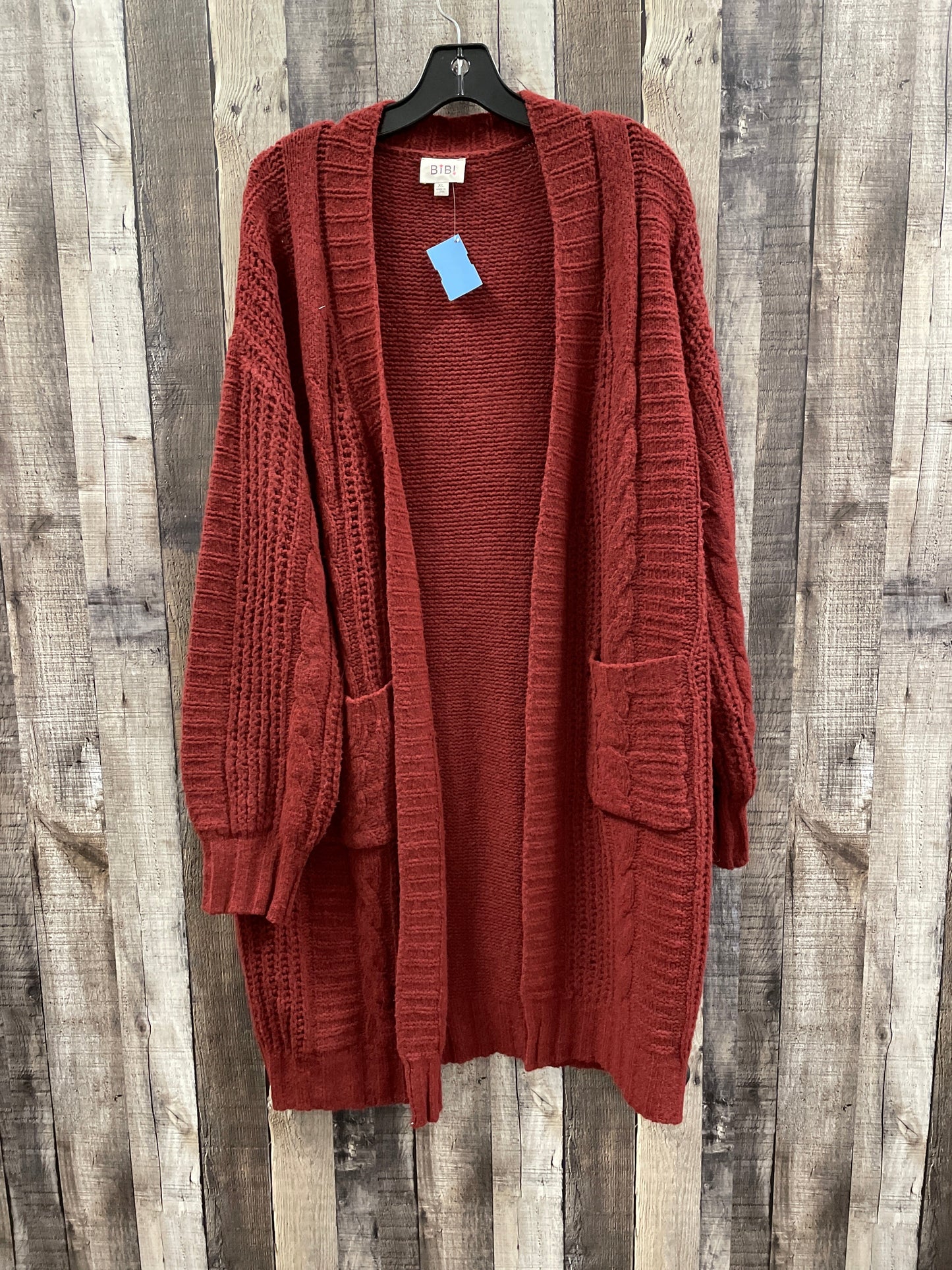 Sweater Cardigan By Bibi In Maroon, Size: Xl