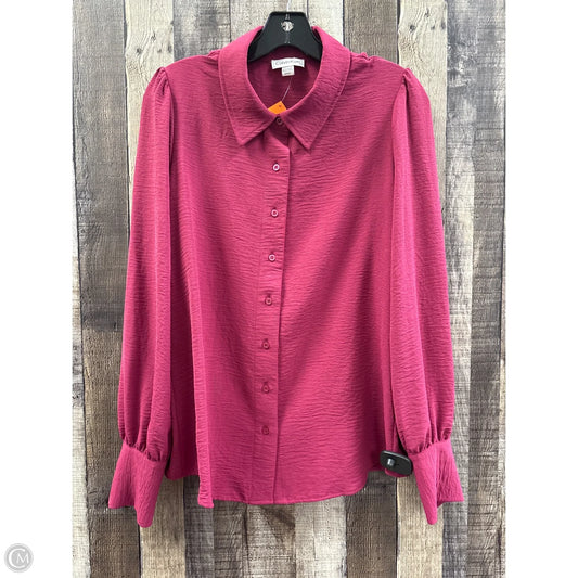 Top Long Sleeve By Calvin Klein In Red, Size: M