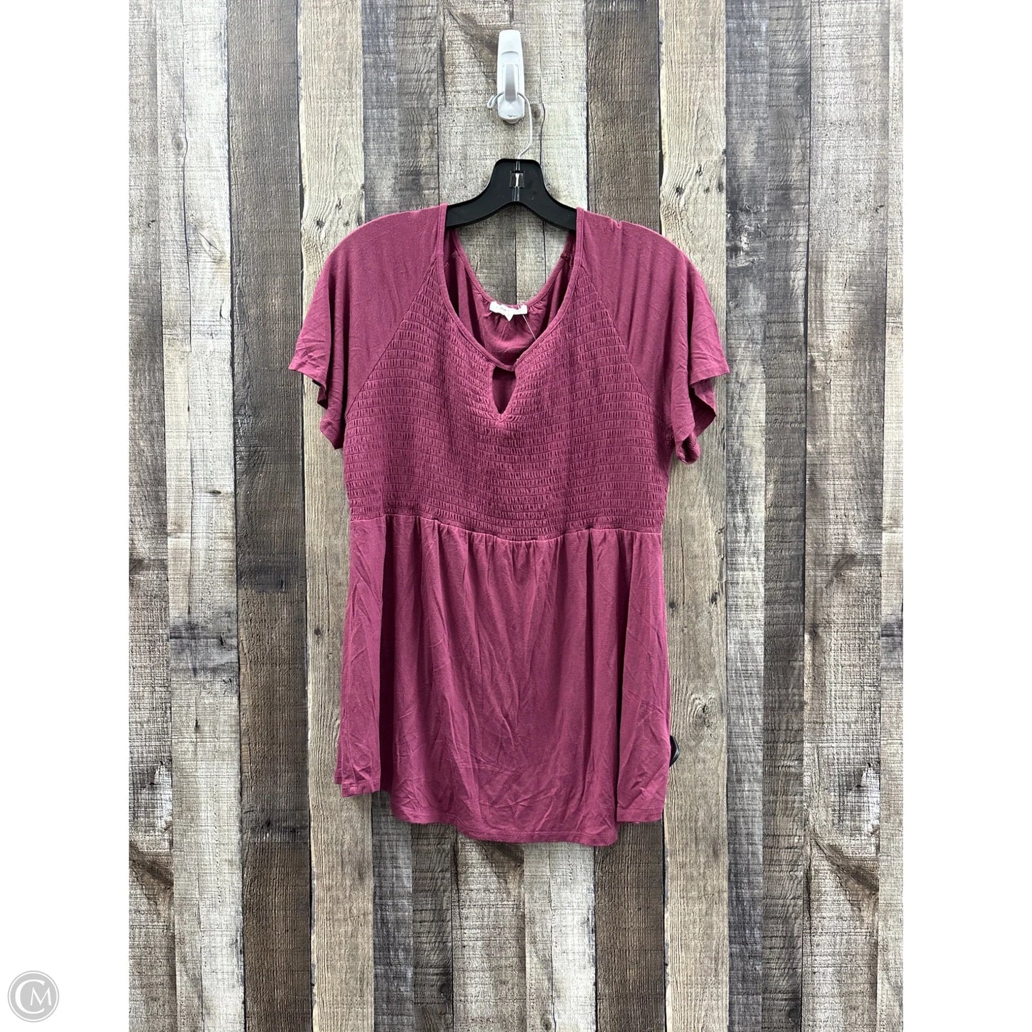 Top Short Sleeve By Maurices In Maroon, Size: L
