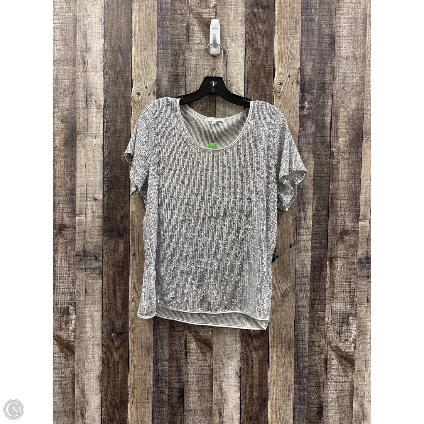 Top Short Sleeve By Design History In Silver, Size: L
