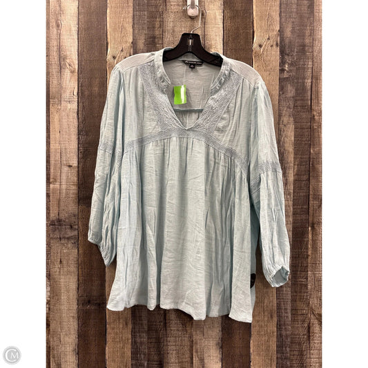 Top 3/4 Sleeve By Zac And Rachel In Blue, Size: 2x