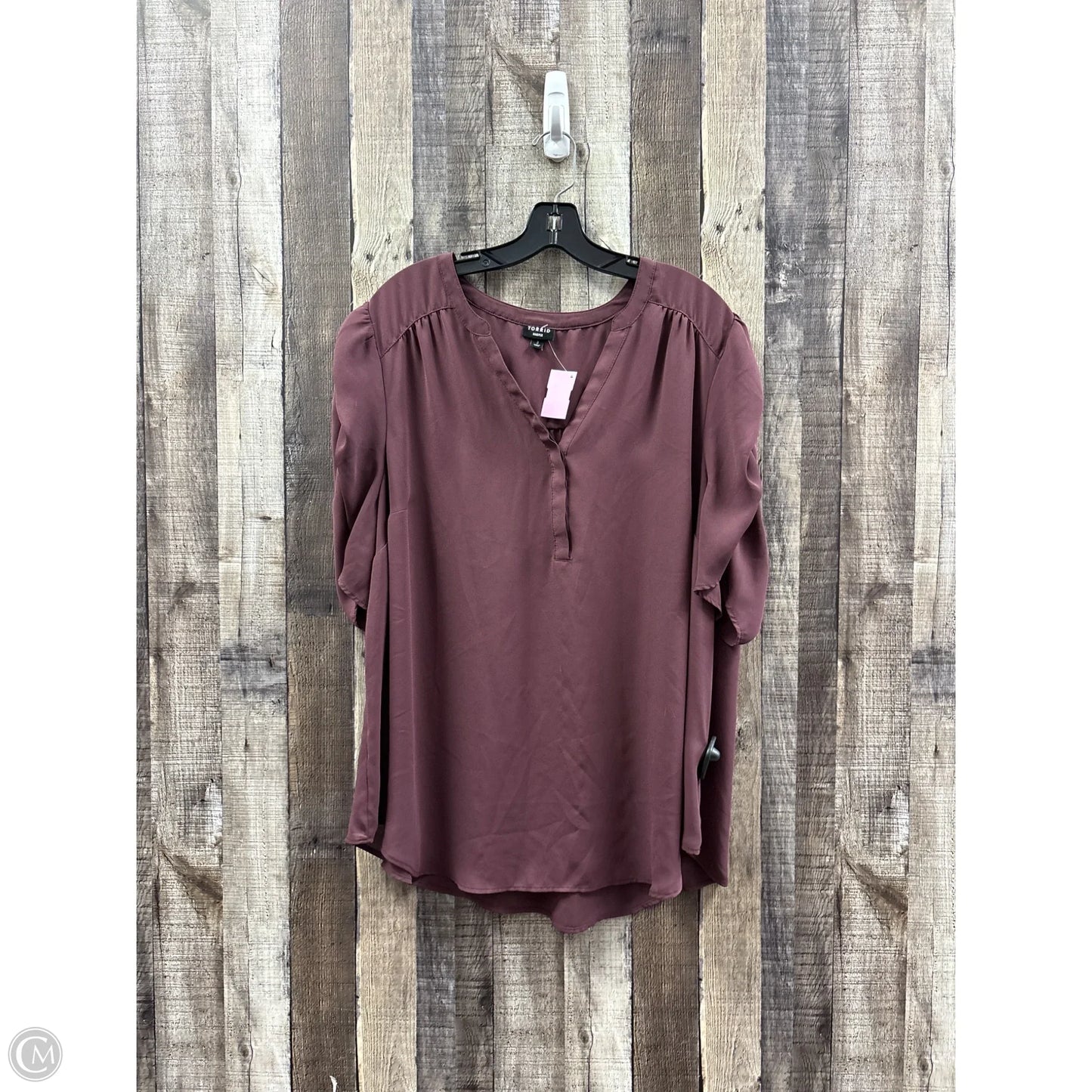 Top Short Sleeve By Torrid In Maroon, Size: 3x