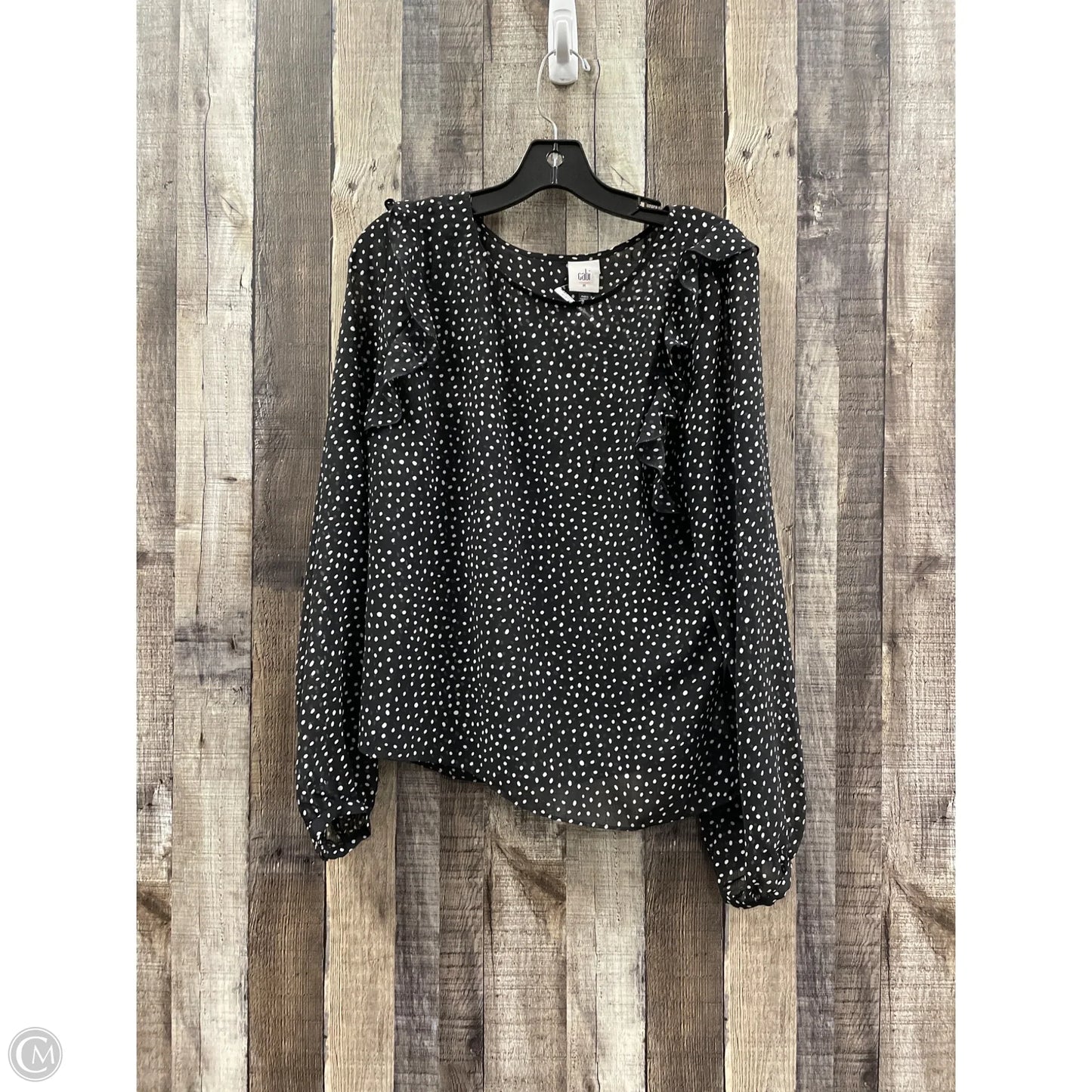Top Long Sleeve By Cabi In Polkadot Pattern, Size: M