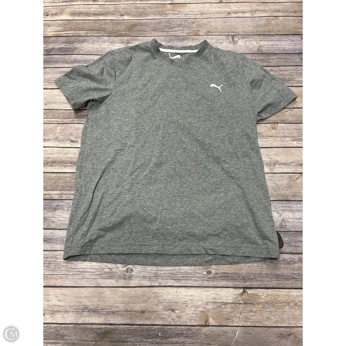 Athletic Top Short Sleeve By Puma In Grey, Size: M