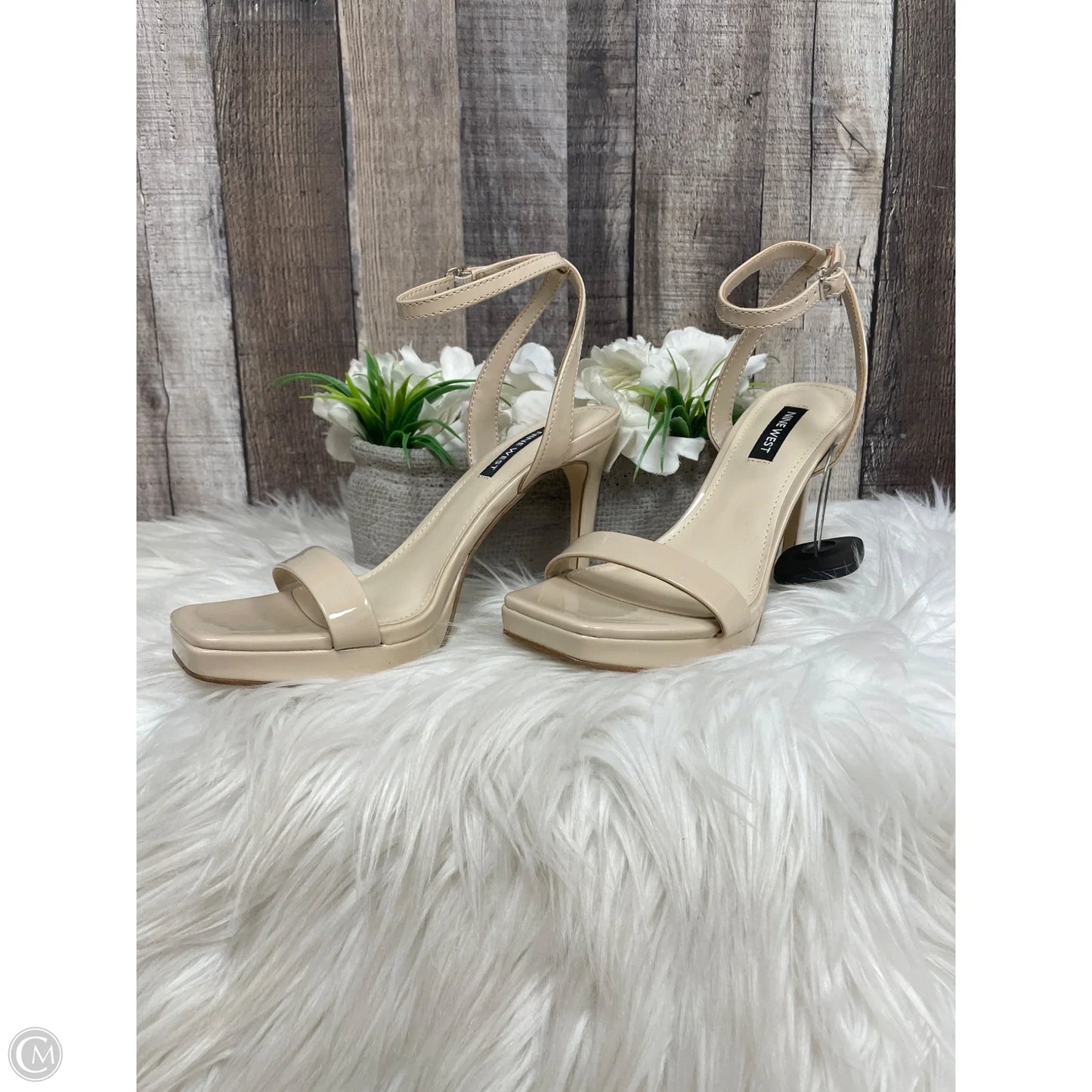 Sandals Heels Platform By Nine West In Tan, Size: 6.5