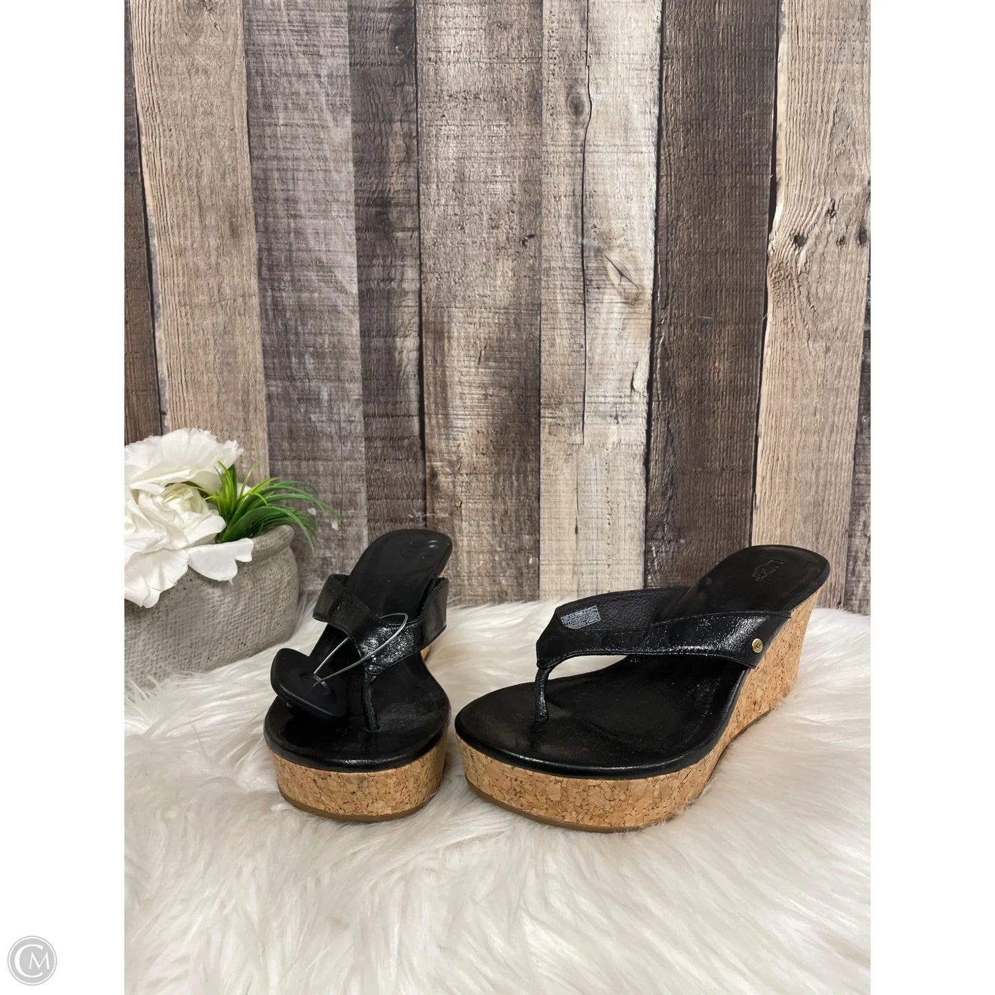Sandals Designer By Ugg In Black, Size: 7