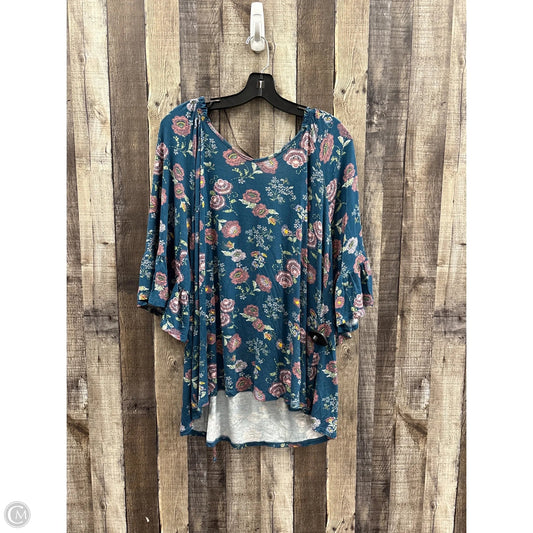 Top Short Sleeve By Bobeau In Blue, Size: 1x