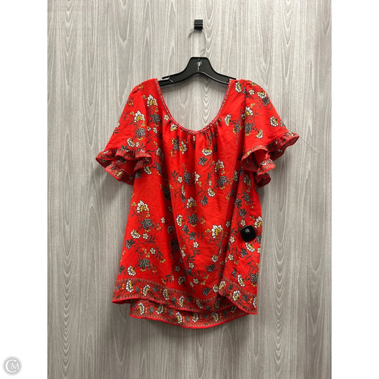 Top Short Sleeve By Max Studio In Red, Size: 1x