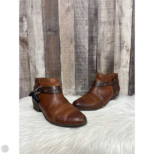 Boots Ankle Heels By Clarks In Brown, Size: 11