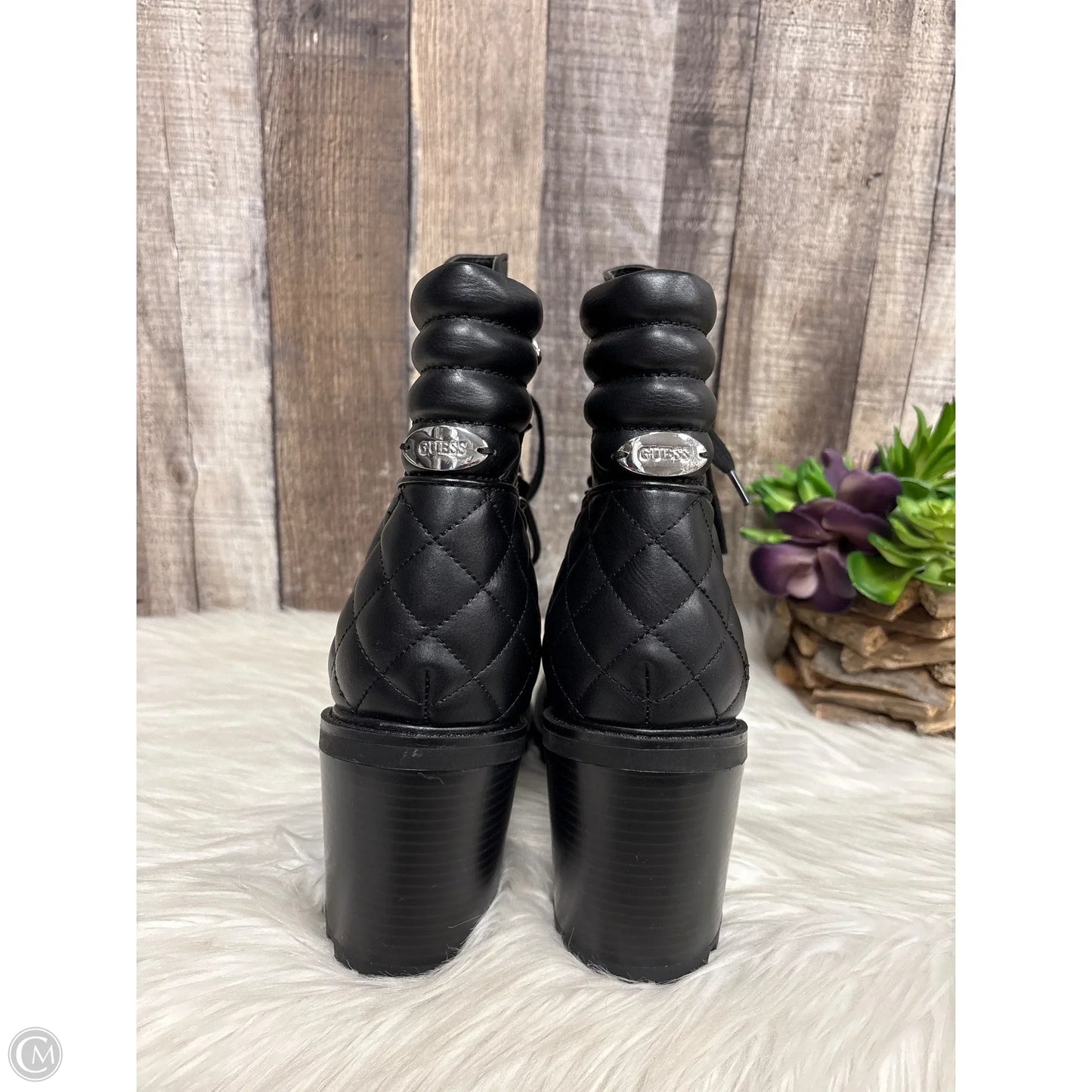 Boots Ankle Heels By Guess In Black, Size: 8.5