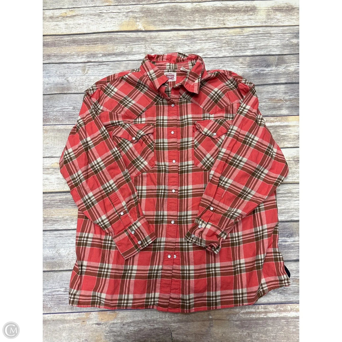 Top Long Sleeve By Levis In Plaid Pattern, Size: 2x