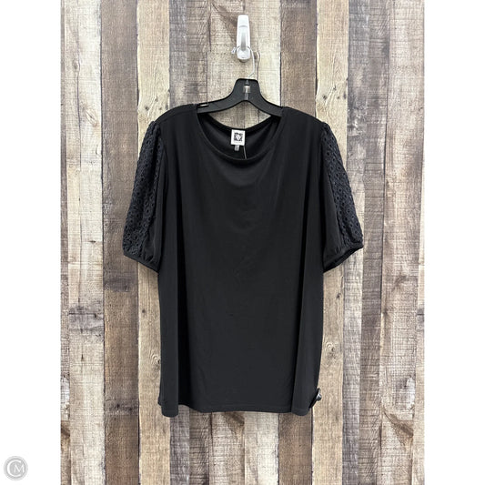 Top Short Sleeve By Anne Klein In Black, Size: 2x