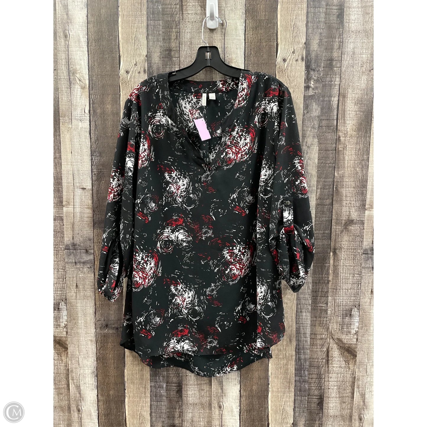 Top 3/4 Sleeve By Cato In Black, Size: 1x