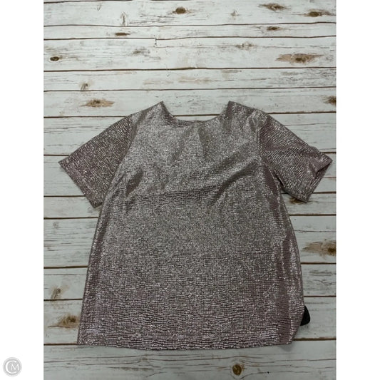 Top Short Sleeve By Monteau In Pink & Silver, Size: L