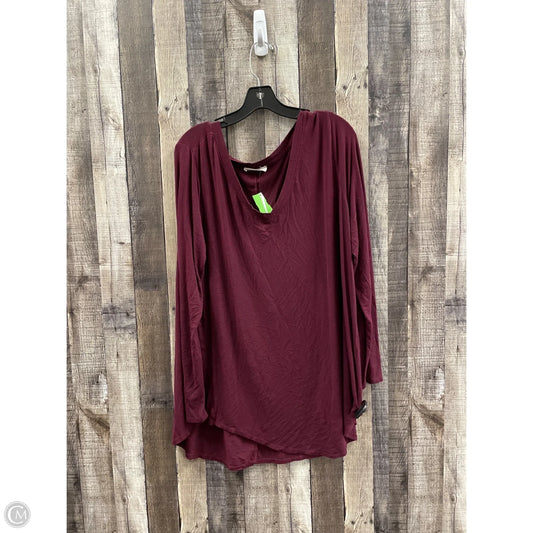 Top Long Sleeve By Zenana Outfitters In Maroon, Size: 2x