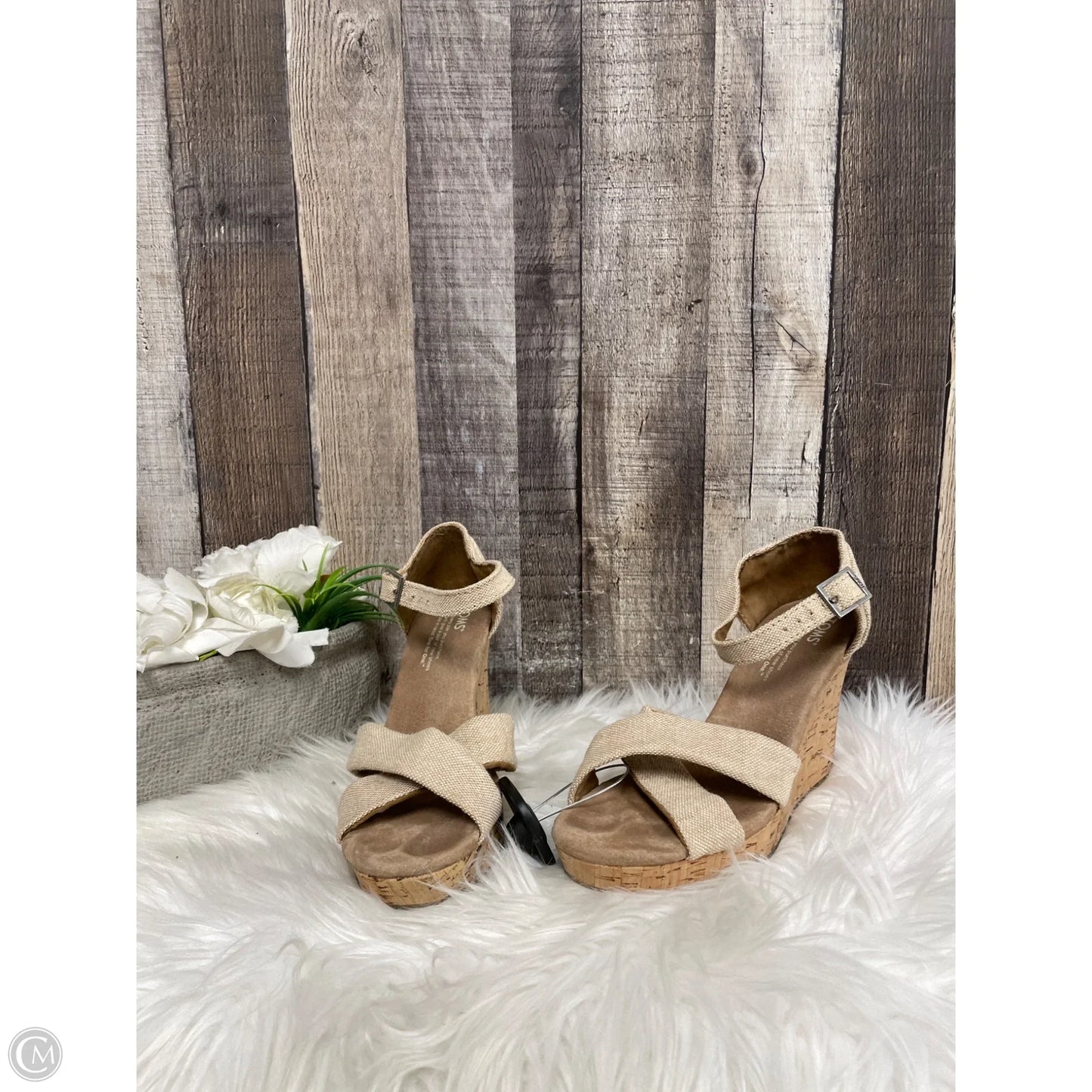 Sandals Heels Wedge By Toms In Beige, Size: 7