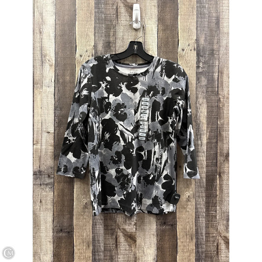 Top Long Sleeve By Nicole By Nicole Miller In Black & Grey, Size: S