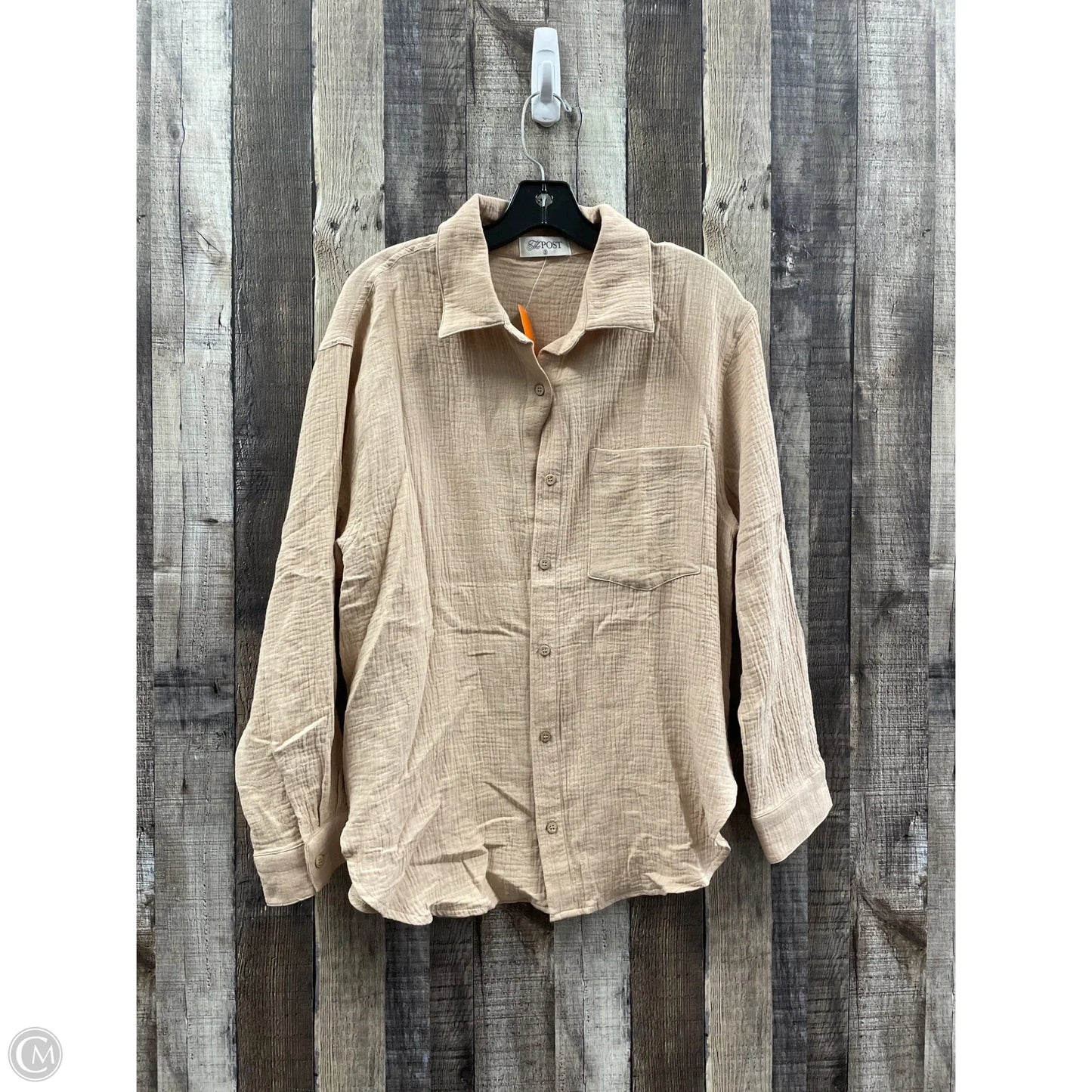 Top Long Sleeve By Cme In Tan, Size: S