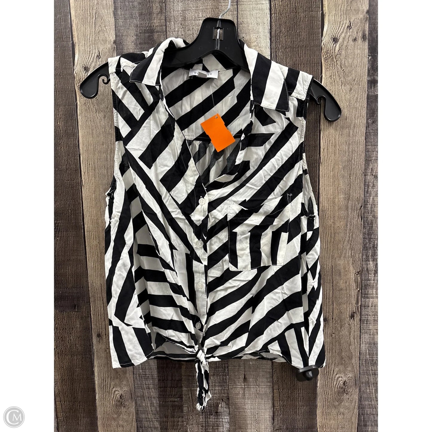 Top Sleeveless By Evereve In Black & Cream, Size: S