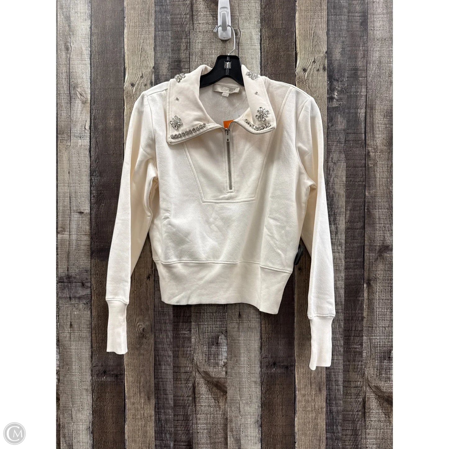 Sweatshirt Collar By Loft In Cream, Size: Xs