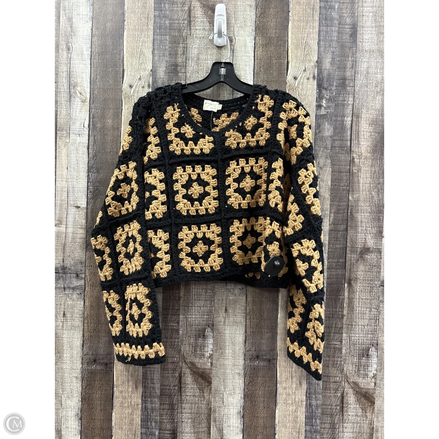 Sweater By Dreamers In Black & Tan, Size: S