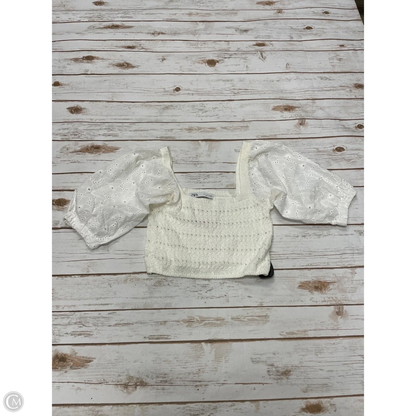Top Short Sleeve By Zara In Ivory, Size: S
