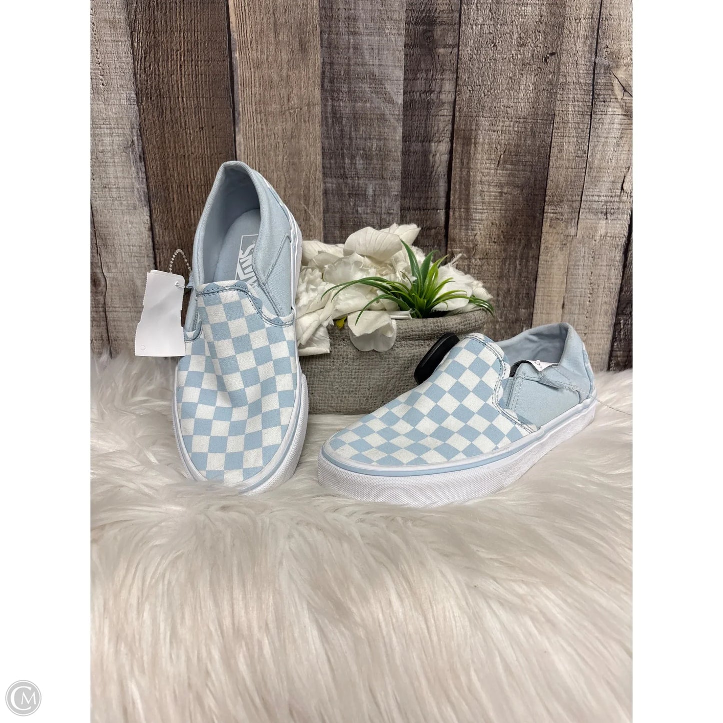 Shoes Flats By Vans In Blue & White, Size: 7