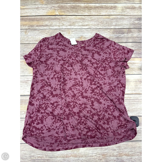 Athletic Top Short Sleeve By Tek Gear In Maroon, Size: Xl