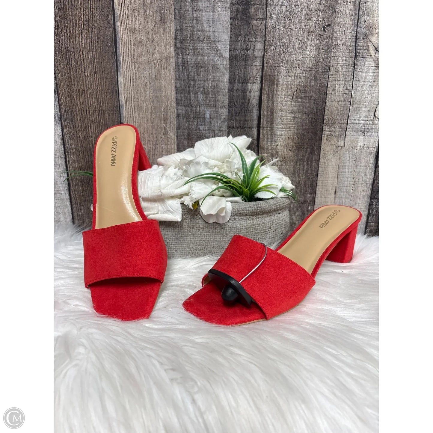 Sandals Heels Block By Cme In Red, Size: 8.5