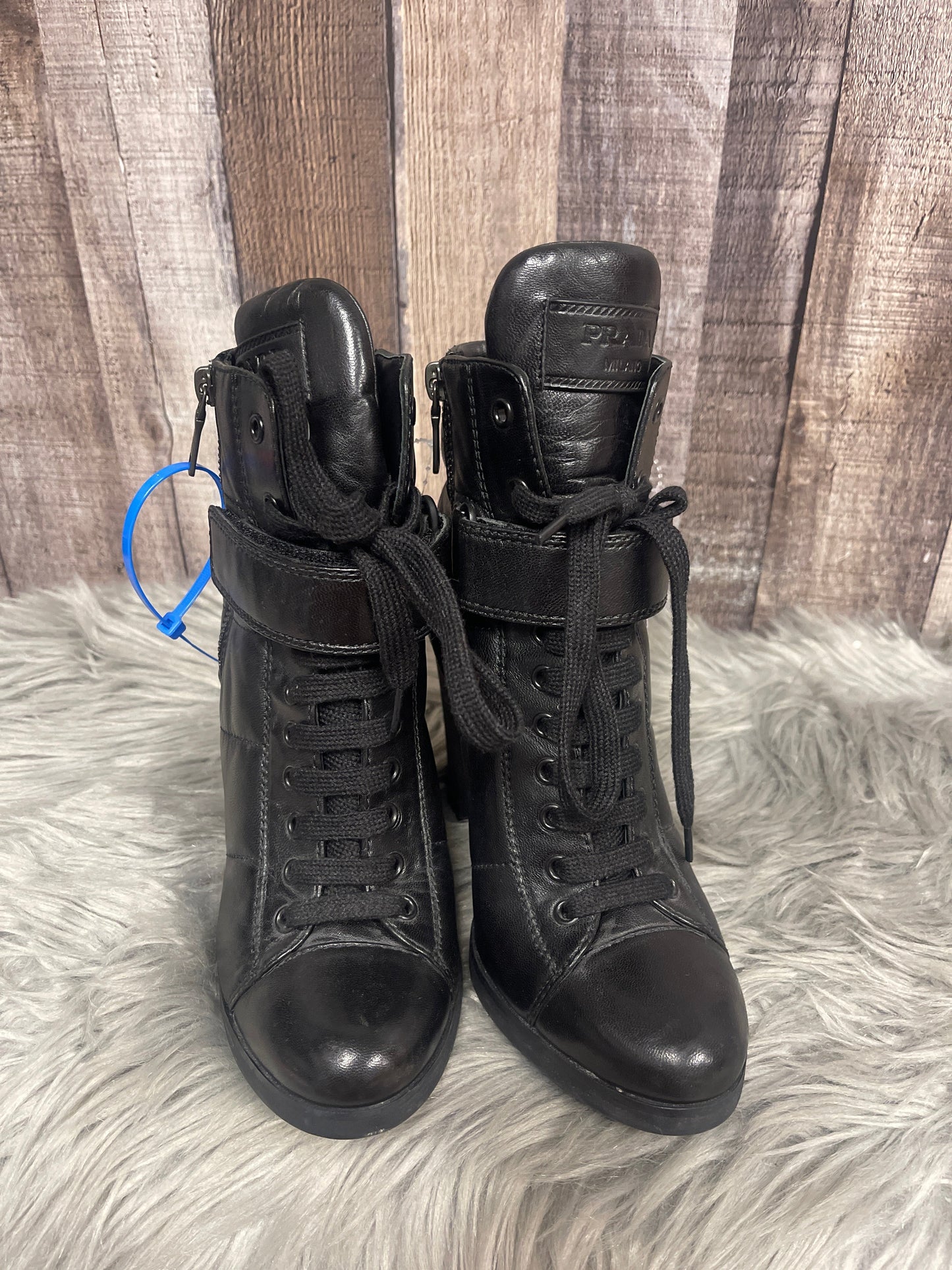 Black Boots Luxury Designer Prada, Size 6