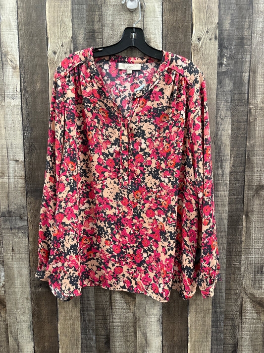 Top Long Sleeve By Loft In Floral Print, Size: Xl