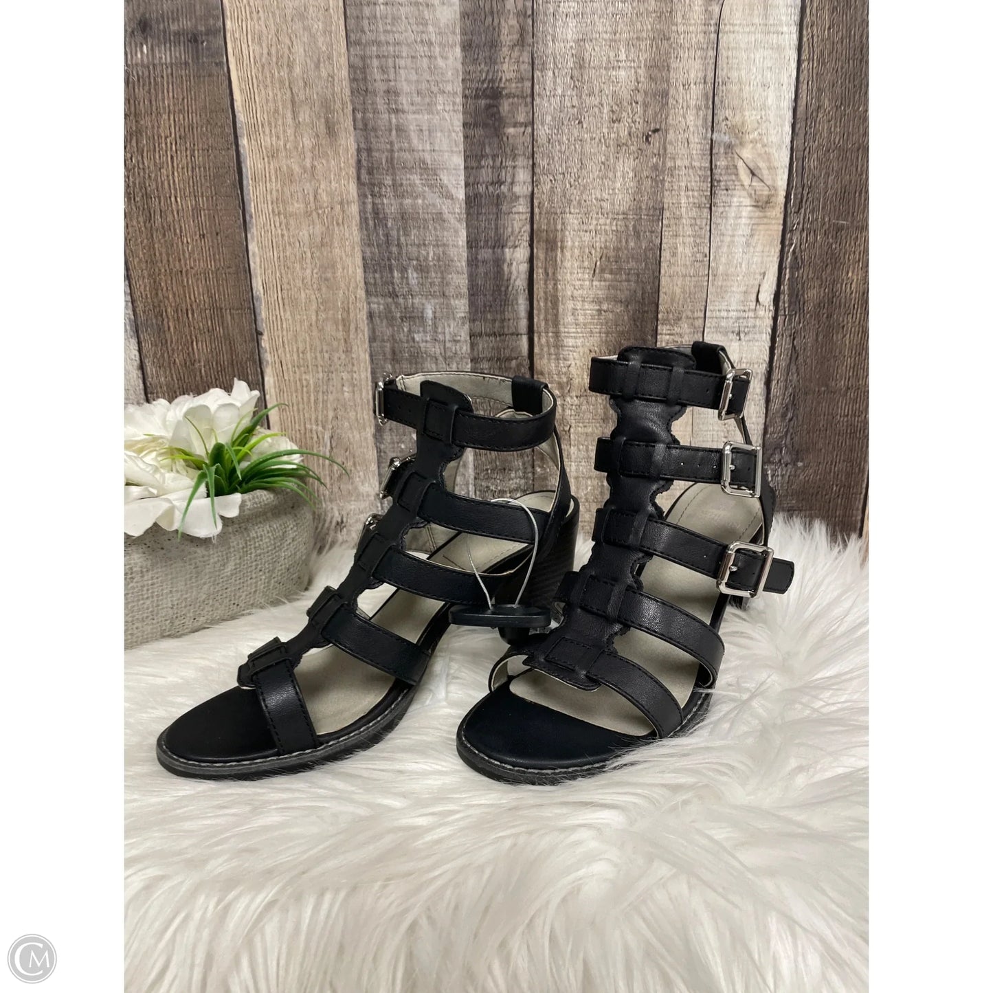 Sandals Heels Block By White Mountain In Black, Size: 8