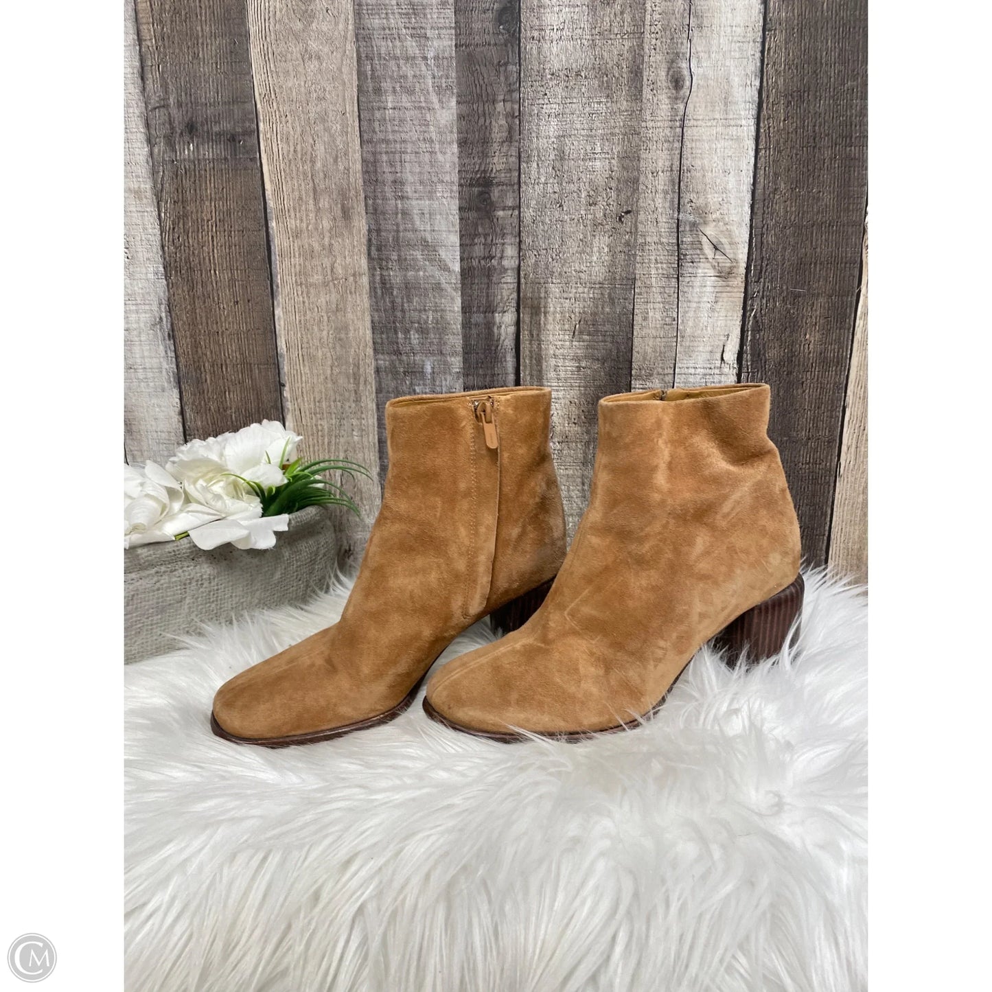 Boots Ankle Heels By Vince In Tan, Size: 6