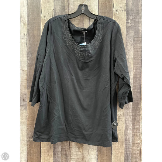 Top 3/4 Sleeve By Liz Claiborne In Black, Size: 2x