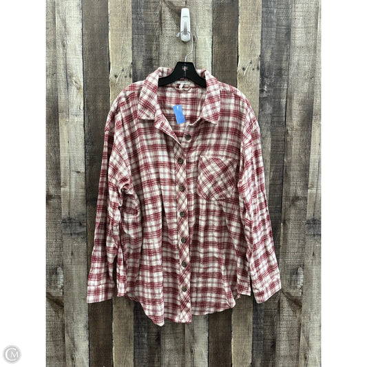 Top Long Sleeve By Maurices In Plaid Pattern, Size: 2x