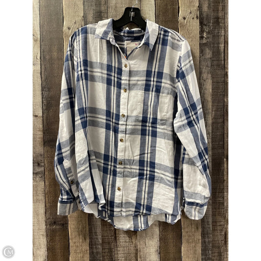 Top Long Sleeve By So In Plaid Pattern, Size: L
