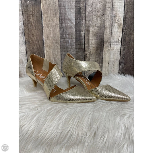 Shoes Heels Stiletto By Calvin Klein In Gold, Size: 8
