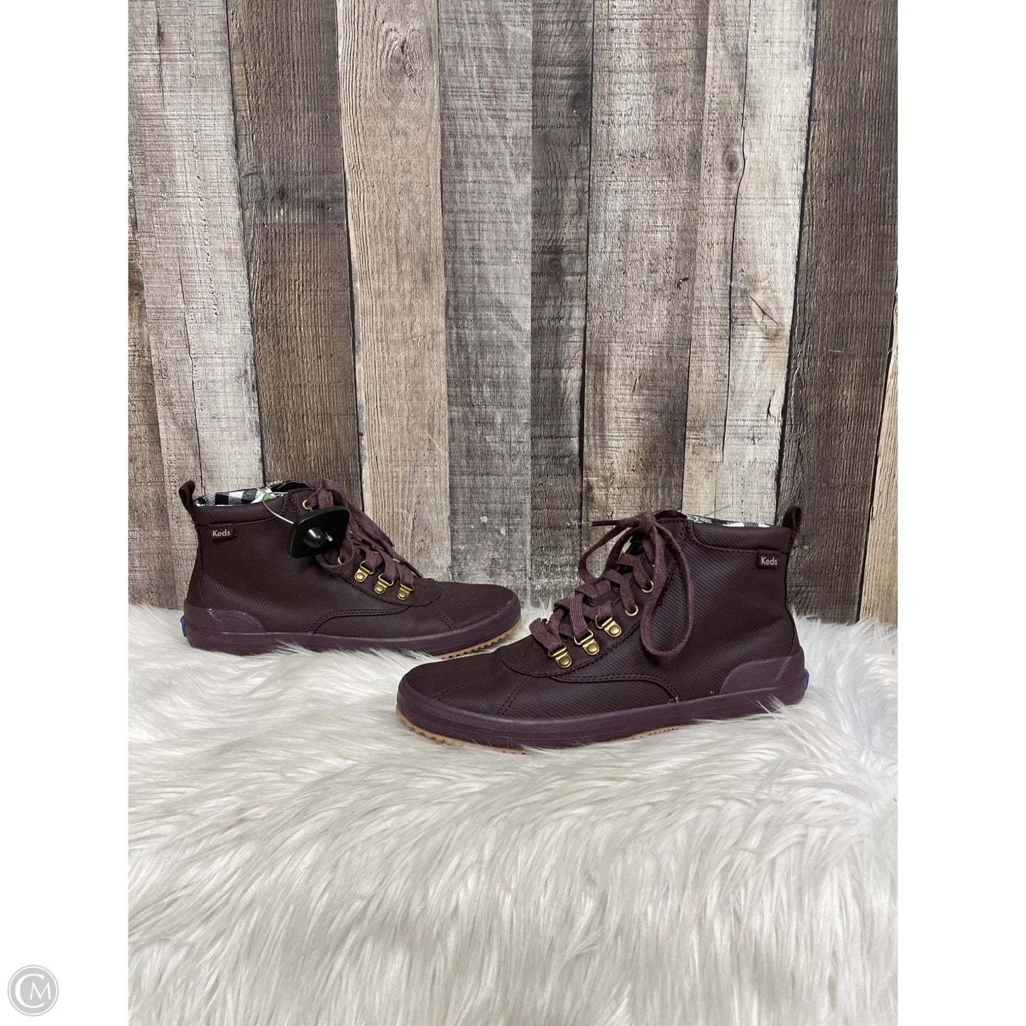 Boots Ankle Flats By Keds In Maroon, Size: 8.5