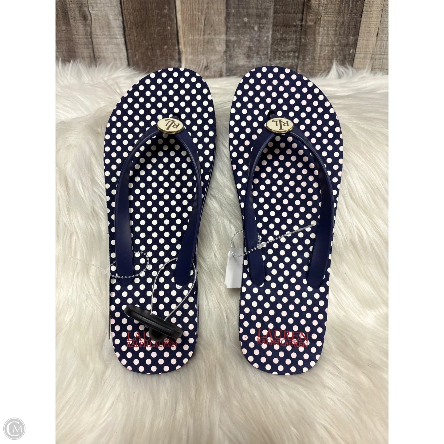 Sandals Flip Flops By Ralph Lauren In Polkadot Pattern, Size: 9