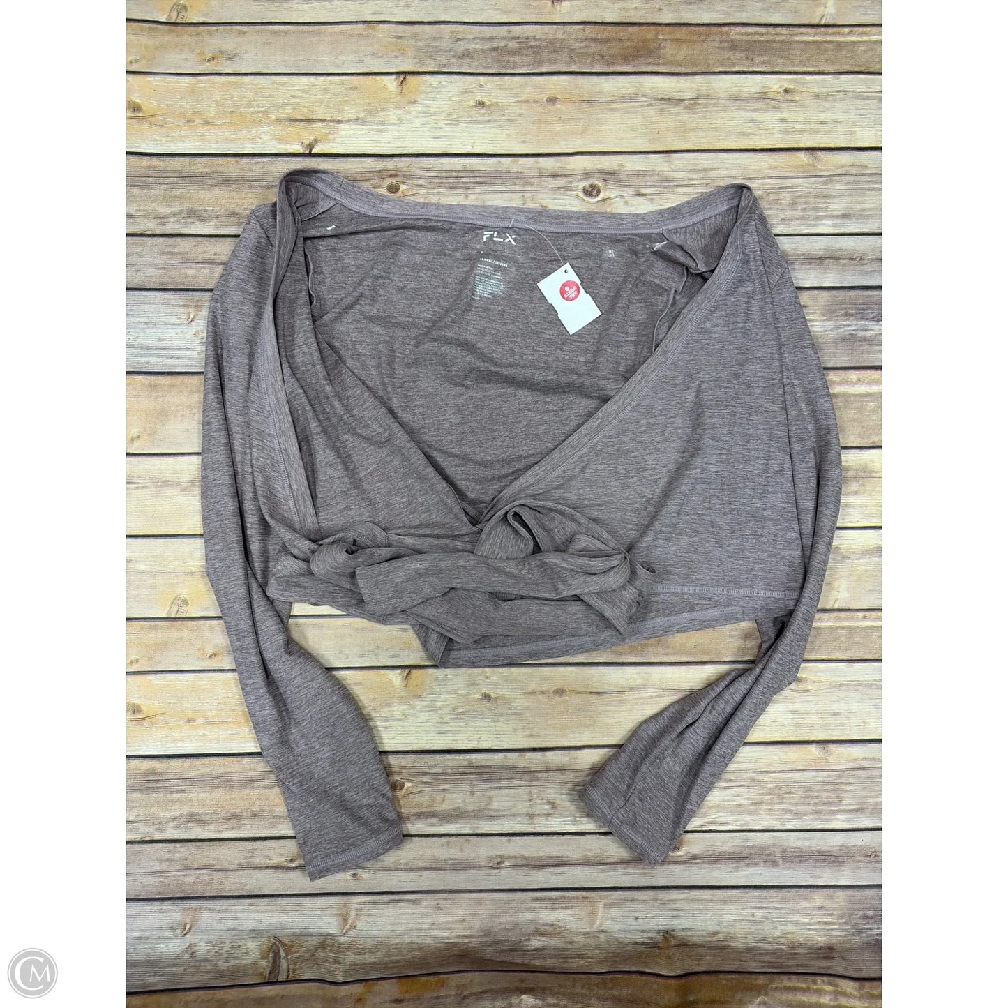 Athletic Top Long Sleeve Crewneck By Flx In Taupe, Size: L
