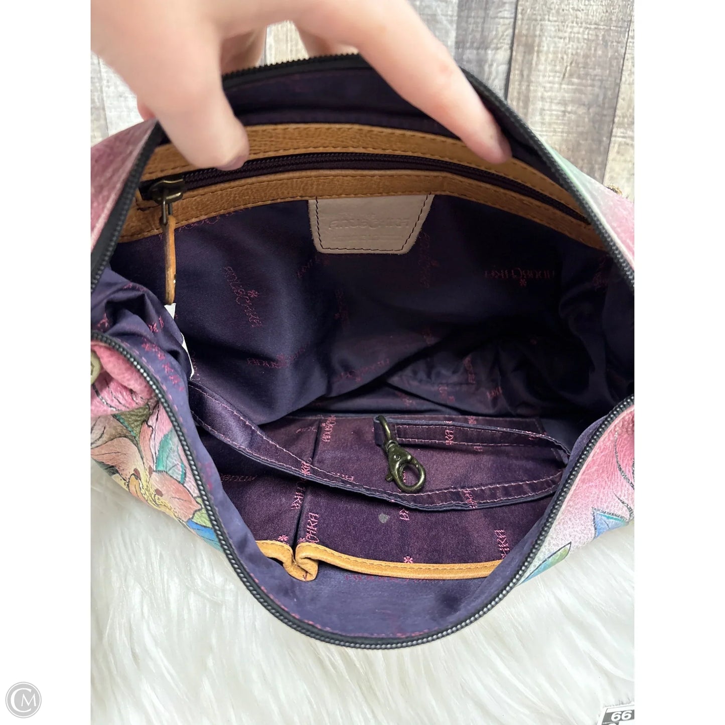 Handbag Leather By Anuschka, Size: Medium