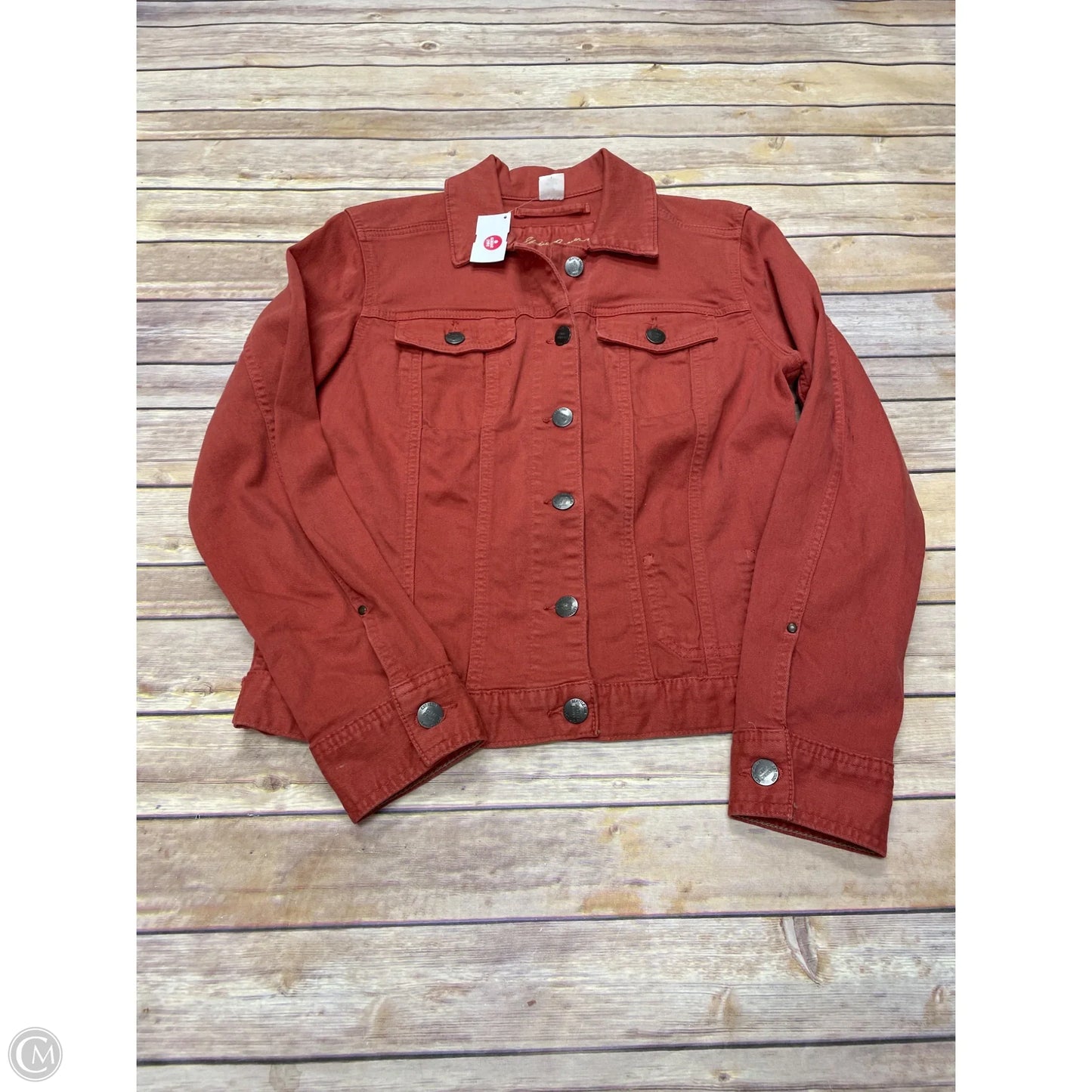 Jacket Denim By Eddie Bauer In Red, Size: M