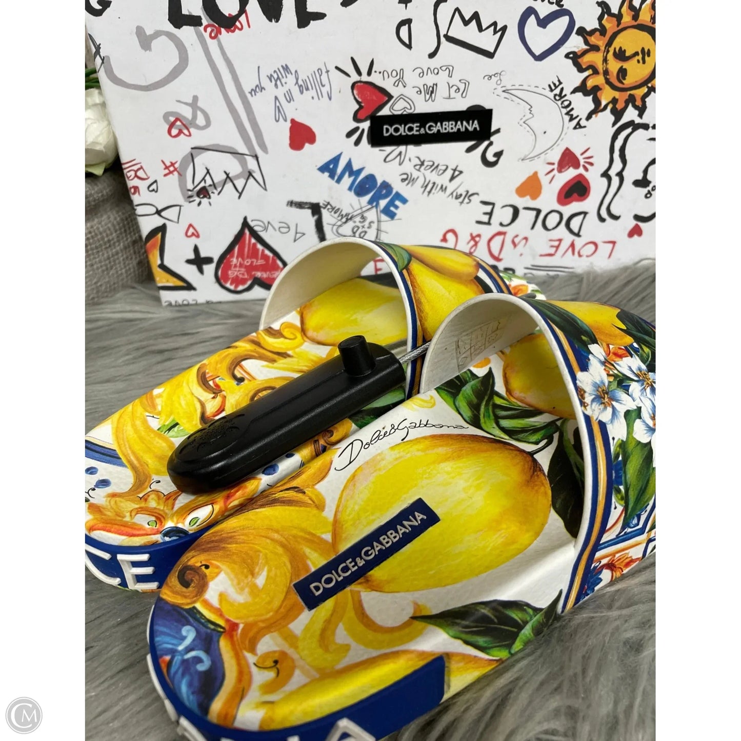 Sandals Luxury Designer By Dolce And Gabbana In Lemon, Size: 5