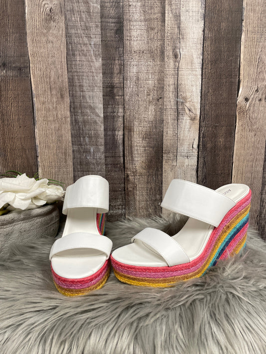 Rainbow Print Sandals Heels Wedge Abound, Size 10